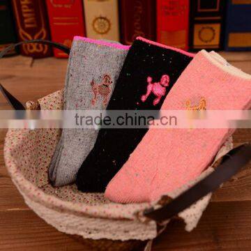 Dog Embroider Ankle Socks, Cartoon Socks, Winter Knitted Socks, Warm Socks,Weave Socks,