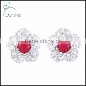 zircon earrings, mini earrings, fashion flower earring