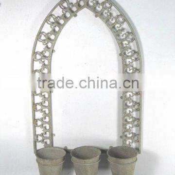 090261AA-metal mirrored wall plant holder