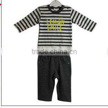 baby clothes high quality cheeap price baby boys cltohes set strip t shirt and solid color shorts 2pcs set