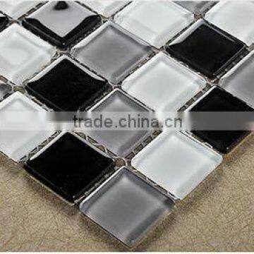 Cheap Black, White and Grey crystal Glass mosaic tile with good quality