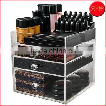 Hot Diamond Knob 3 Drawers Acrylic Makeup Organizer Cube clear acrylic storage boxes