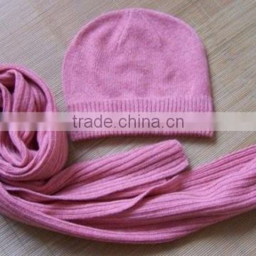 Hot Selling New Design Pretty 100% Wool Warm Soft Scarf And Hat Set