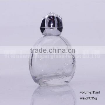 Oblate Clear Empty Glass Bottle 0.5oz for Perfume/Essentional Oil Packaging photo-2