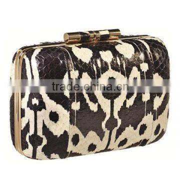 Guangzhou New Fashion black and gold ladies box clutch snaker skin evening bag EV1131