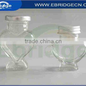 100ml, 60ml clear heart shaped glass candy jar