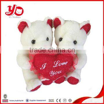 China factory direct sale custom made plush white teddy bear with love