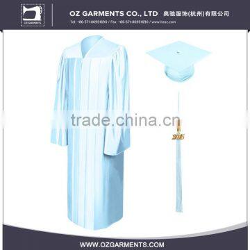 Unisex College Shiny Light Blue Bachelor Graduation Gown