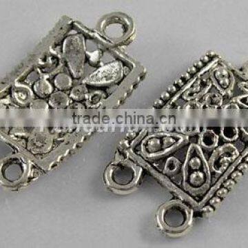 Tibetan Silver Links, Rectangle, Antique Silver(LF0707Y-NF)