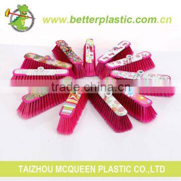 Factory price good printing household brush gorgeous pink cleaning plastic floor broom