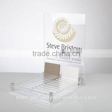 multiple slots clear print granite sample display,sample display case,acrylic sample display