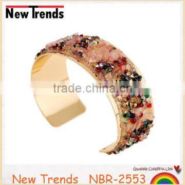 Fashion style colorful crystal and stone bangle bracelet jewelry