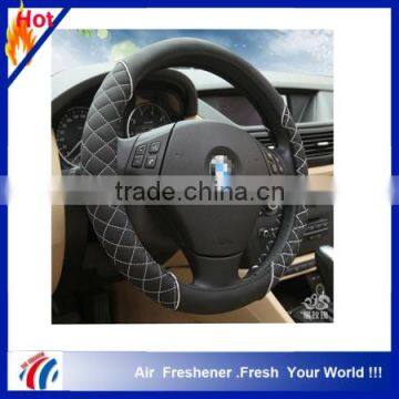 2015 new design fashion genuine leather steering wheel cover