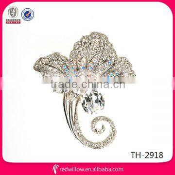 Lotus leaf Large Diamond crystal Shape Rhinestone brooch for high-end garment decoration for Wedding