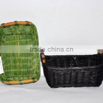 Colorful woven rattan core basket
