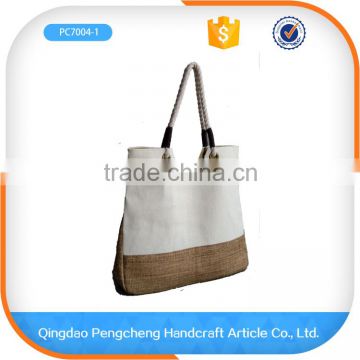 Factory supply different color woman big jute bag with handle                        
                                                                                Supplier's Choice