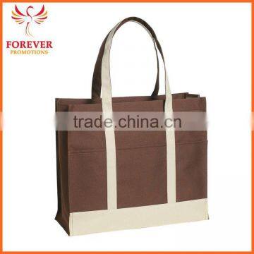 Hot Selling Customized Logo 600D Tow Tone Tote Bag With Contrasting Shopping Tote Bag photo-3