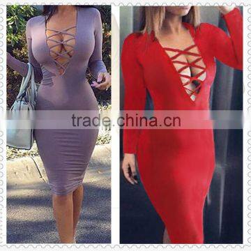 Wholesale long sleeve fashion apparel party clubwear sexy women dress                        
                                                Quality Choice