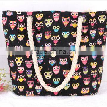 Fashion Girl Lovely Canvas Handbag Women Daily Single Shoulder Handbag Female Canvas Beach Bag