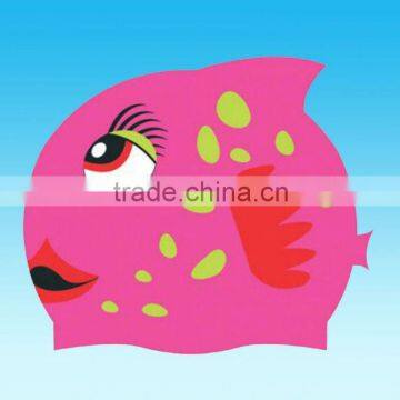 customized fashion waterproof fish shape kids waterproof swimming caps