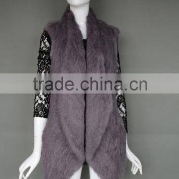 Knitted fur poncho ladies shawl real hand knitted real rabbit fur shawl