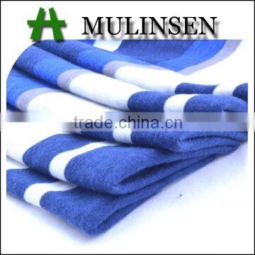 Super soft poly spun fabric for shirts, blue white striped fabric