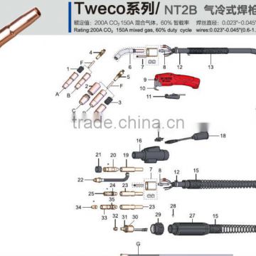 TWECO type super quality MIG/MAG welding torches of NT2B