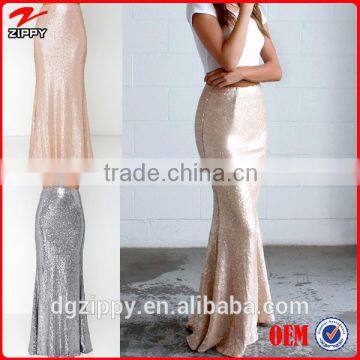 High fitted waist latest long skirt design maxi sequin skirt                        
                                                Quality Choice