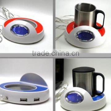 New design USB cup warmer with clock / Temperature display usb warmer / usb coffee cup warmer