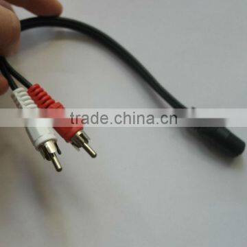 3.5mm Female Audio Stereo Jack To 2 RCA Male Cable Adapter