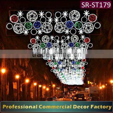 Customize commercial cross Street LED 2D ball and star silhouette decoration