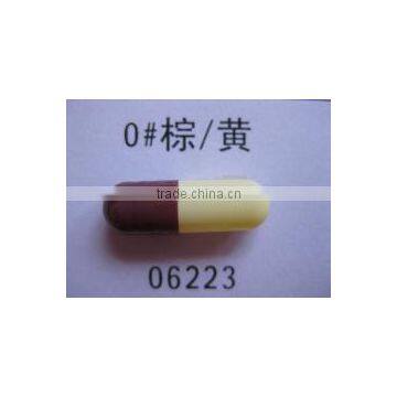 High quality gel caps 0# brown and yellow color