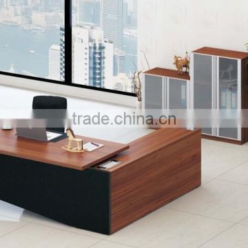 2015 hot sale walnut melamine office desk/executive desk with side desk/table