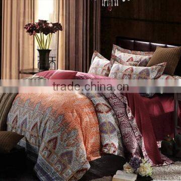 100% cotton 40s satin luxury printed golden color bedding sets with Europe Style bed cover set