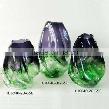 Decorative Glass vase in Violet and Green