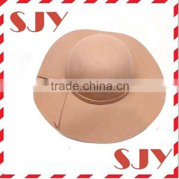 100% wool ladies flat wide brim fedora felt hat