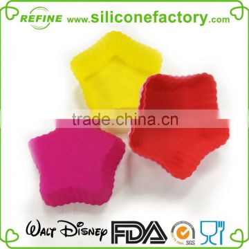 FDA and LFGB standard hot selling star shaped silicone cupcake mould