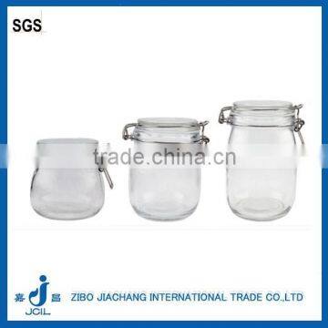 500ml, 700ml, 1L glass jar with glass clamp lid canister CK01