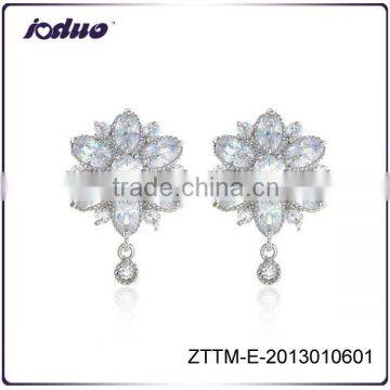 Women Zircon Flower Charm Pendant Earrings Wholesale ZTTM-E-2013010601