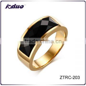 Wholesale 2016 Europe And America Style Agate Plated Gold Men Stainless Steel Ring