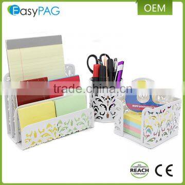 EasyPAG 3 in 1 white luxury metal executive office desk organizer set