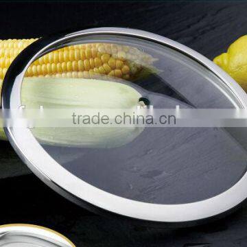 H Type Tempered Glass Lid For Cookware Tempered Glass Lid With Stainless Steel Rim