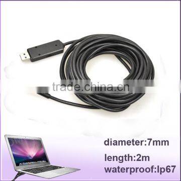 Portable mini diameter 7mm cable length 2m waterproof Flexible Digital car usb endoscope camera