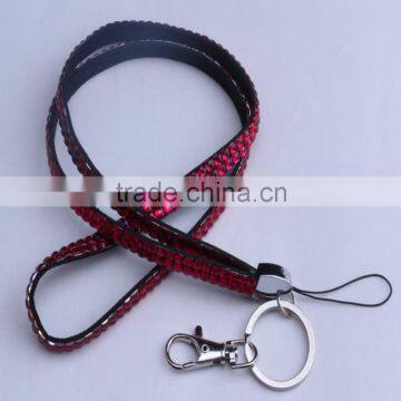 Company logo fashion wristlet rhinestone iphone lanyard with keychain