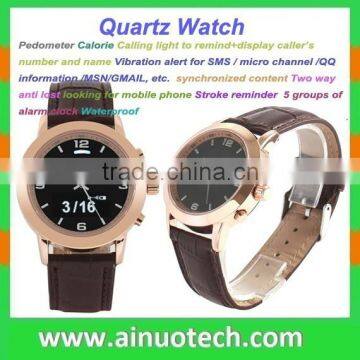 IP67 water resistant watch LED long standby bluetooth vibration smart wrist watch slim stone quartz watch