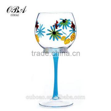 Whosale high-quality hand painting glass red wine glasses Christmas decoration glassware