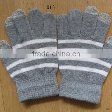 acrylic stripe magic gloves fingers grey