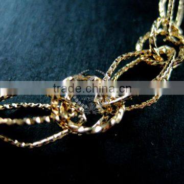 19cm 14K Light Gold Plated Brass Faceted Rhombic Link Fashion DIY Bracelet Supplies 1900072 photo-4