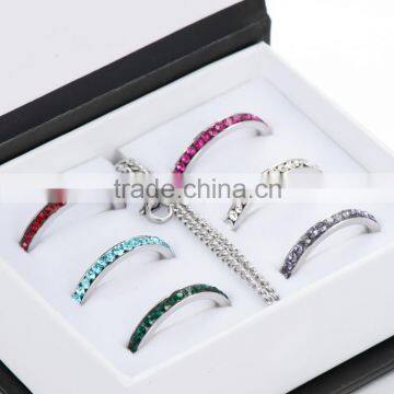 6 Pieces Birthstone Set Crystal Stainless Stell Bracelet With Rings photo-4