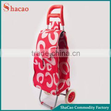 Red Folding Lightweight Wheeled Grocery Cart Shopping Trolley Bag